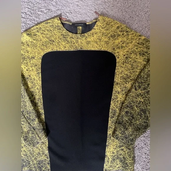 Cedric Charlier black/yellow splash rayon W sz8 top - Picture 2 of 11